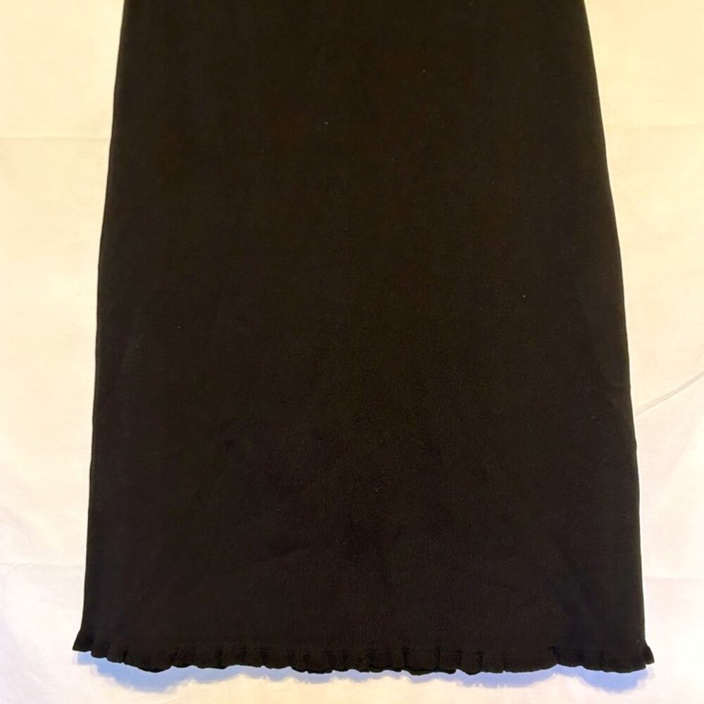 M.T.W.T. 9-5 ~ Stretch Black Knit Rayon Blend Pencil Raffles Bottom Skirt ~Sz.L